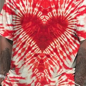 Red and White Tie-Dye Heart T-Shirt